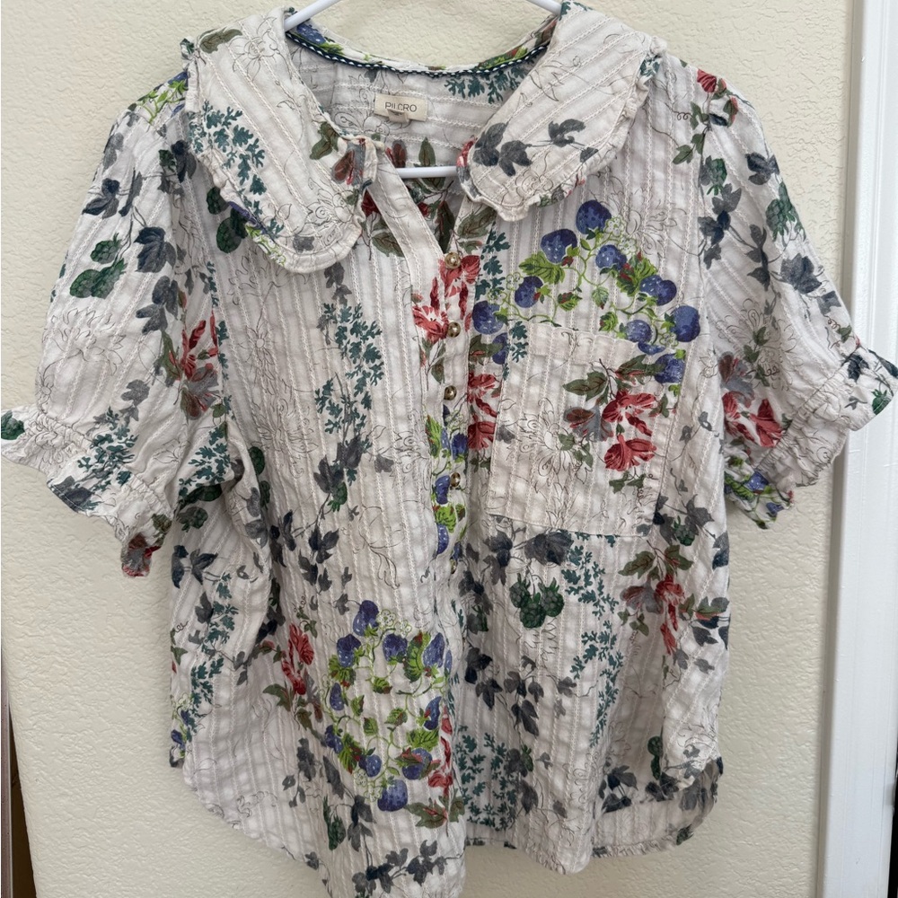 The Keira Collared Button-Front Blouse by Pilcro - Anthropologie
